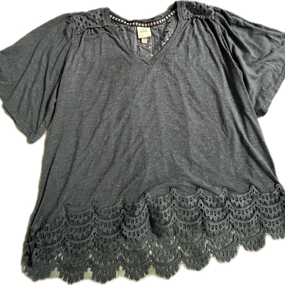 Knox Rose Women's Blue Lace Hem Top